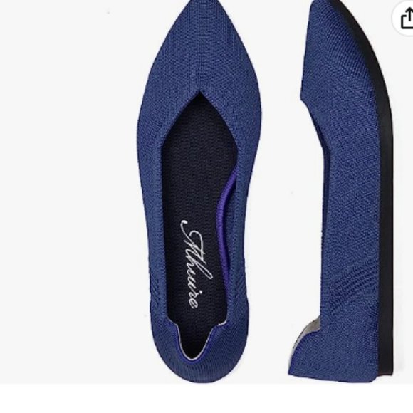 Mhuire Pointed Toe Breathable Washable Blue Knit Flat - Picture 4 of 8